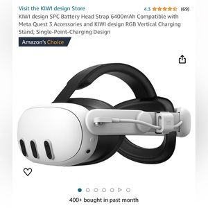 KIWI design SPC Battery Head Strap 6400mAh Compatible with Meta Quest 3